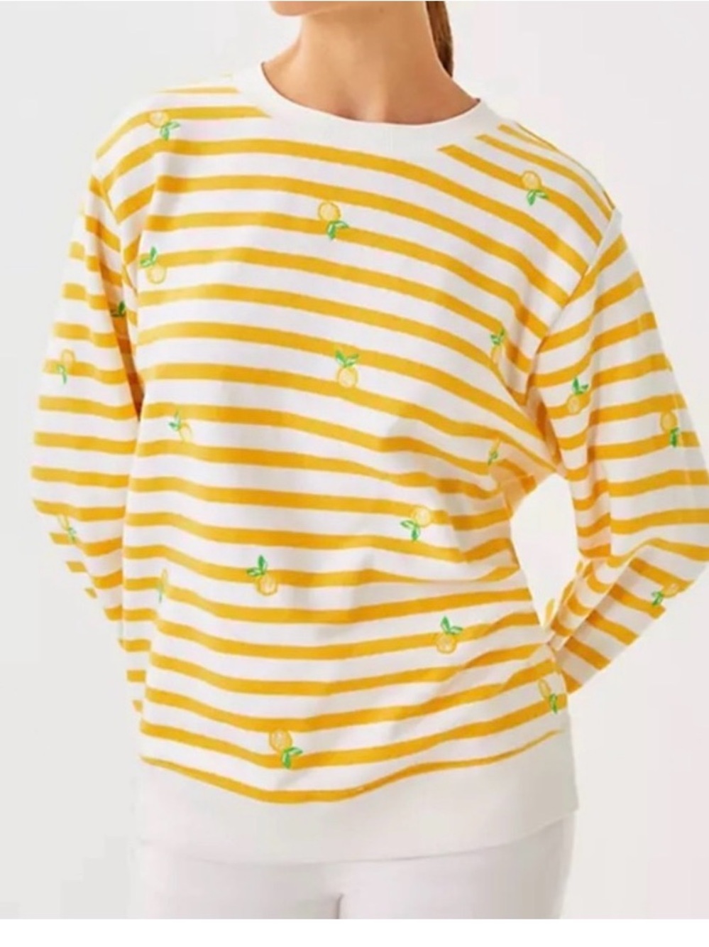 Lilly Pulitzer Yellow & White Striped Lemon Sweatshirt